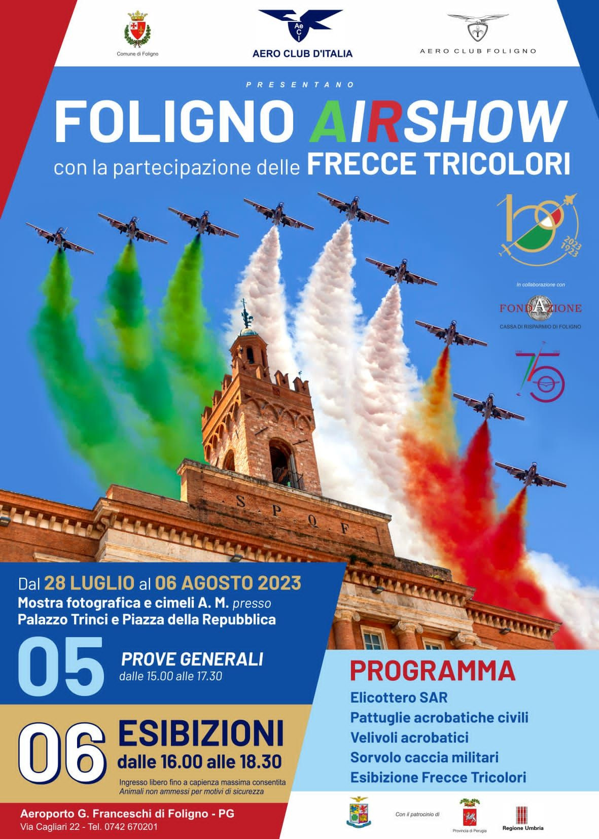 A Foligno l’esibizione delle Frecce Tricolori