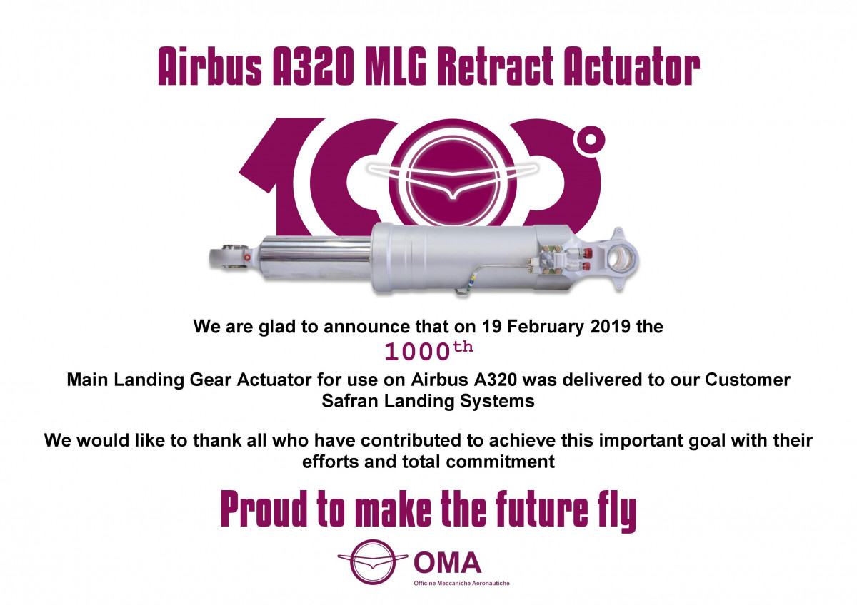 1000th Airbus A320 MLG Retract Actuator